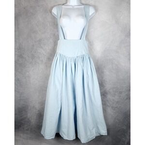 Dennis Goldsmith Overall Dress Womens 6 Blue Chambray Pinafore Prairie Cottage